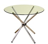 Glass Top Round Dining Table - Chrome Finish