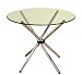 Glass Top Round Dining Table - Chrome Finish