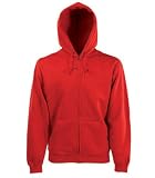 Fruit of the loom zip through hooded sweatshirt hoodie, Red, XXL (47 - 49 inch chest)
