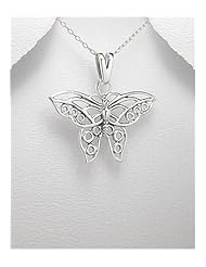 Butterfly Pendant Necklace In 92.5 Sterling Silver