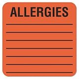 Tabbies 40560 - Medical Labels for Allergies, 2 x 2, Orange, 500/Roll-TAB40560