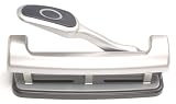 Officemate EZ Lever Adjustable Three Hole Punch, Silver, 15-Sheet Capacity (90050)