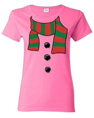 Shop4Ever® Snowman Scarf Christmas Women's T-Shirt Funny Xmas Shirts