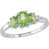 10K White Gold .02 ctw Diamond and Peridot Ring