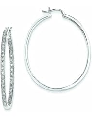 1 Carat 14K White Gold Quality Completed Diamond In/Out Hoop Earrings