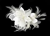 IVORY Feather Fascinator with Sequence & Bugle Beads