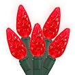 Set of 50 Commercial Grade Red LED C6 Christmas Lights - Green Wire