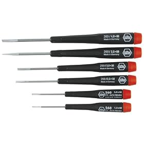 Wiha 26090 Precision Slotted Screwdriver with Precision Handle, 6 Piece Set