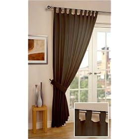 Simplicity Chocolate 100% Cotton 66in x 90in Tab Top Panel Including Tieback