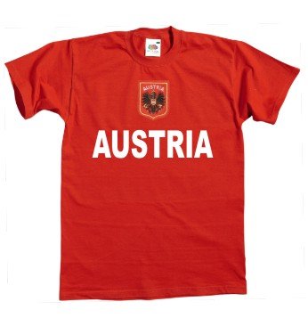 Austria/Österreich T-Shirt + gesticktes Wappen S-XXL Rot M