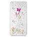 iPod Touch (6th Generation) Case, Sense-TE Luxurious Crystal 3D Handmade Sparkle Glitter Diamond Rhinestone Clear Cover with Retro Bowknot Anti Dust Plug - Dance Butterfly Flowers