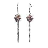 Lavender Cultured Pearl Cluster Dangle Earrings in CAREFREE Sterling Silver
