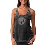 NFL Touch by Alyssa Milano Pittsburgh Steelers Premium Burnin Up Crystal Tank Top - Charcoal (Medium)