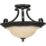Murray Feiss SF231LBR, Cervantes Round Glass Semi Flush Lighting, 2 Light, 200 Total Watts, Bronze