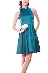Flared-Skirt Nylon/Rayon/Satin Bridesmaid Dress 