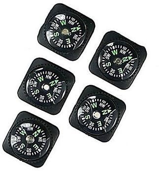 ZX 20mm Outdoor Survival Mini Compass with PU Leather Watch Attachment Design - Black (5PCS) , Black
