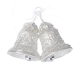 3 Platinum Glitter Jingle Bell Christmas Ornament