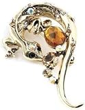 Image of Gold Lizard Crystal Brooch Pin