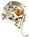 Gold Lizard Crystal Brooch Pin