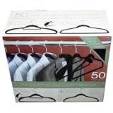 50 Ultra Thin Velvety Smooth Space Saving Hangers (Black)