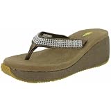 VOLATILE Winery Womens Shoes Sandals Stylish Rhinestones Thong Flip Flops Wedges Bronze