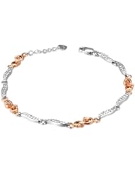 14K Italian Rose And White Gold Two Tone Diamond-Cut Infinity Segment Bracelet (6.5"), Women Jewelry in Gift Box