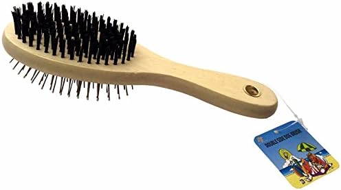 Good Pooch Double Side Grooming Brush Bristle & Pin Comb Wooden Handle Reduce Shedding Pet