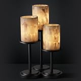 Justice Design ALR-8797-10-MBLK, Alabaster Rocks Dakota 3 Way Torchiere Table Lamp, 3LT, 180w, Black