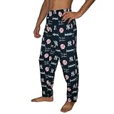 Mens MLB New York Yankees Cotton Thermal Sleepwear / Pajama Pants - Royal Blue & White (Size: XL)