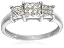 9ct White Gold AMR304388 Ladies 0.20ct Diamond 3 Stone Look Ring