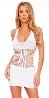 Handmade T-Back Crochet Mini Dress - Medium/Large