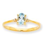 14k Gold Diamond & Aquamarine Birthstone Ring
