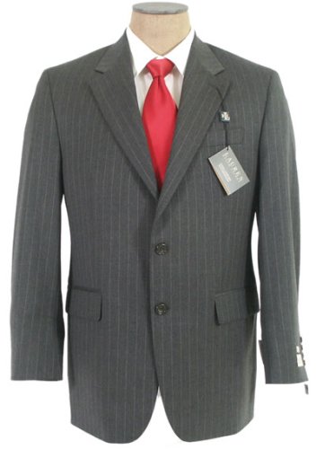 Ralph Lauren Mens Single Breasted 2 Button Gray Pinstripe Wool