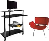 Black Tempered Glass Space Saver Computer Desk by RTA Products