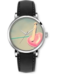 SPRAWL Aanalog Fashion Series Silver Ladies Watches of Genuine Black Leather Strap,Unique Wrist Watch for Women Girls Designed with hanging heart
