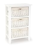 Wooden Frame Rattan Set of 3 Drawers  White