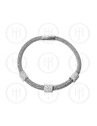 Sterling Silver -Magnetic Tri-Colour Bracelet With Swarvoski Crystals
