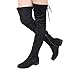 Beston GF59 Women's Drawstring Tie Low Heel Side Zipper Thigh High Stretch Boots