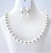 Mother Jewelry White Pearls Swarovski White Pearls Necklace Earrings w/ Diamond Saparkling Silver Rondells (BRAND NEW)