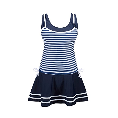 NINEWE Women's Tankini Striped Vintage Swim Dress