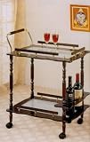 Serving Cart With Glass Top And Bottom Inserts
