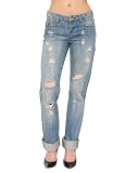 Women's Blank Denim Relaxed Straight Leg Jean in Shredded