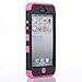 ATC Silicone Soft Skin and Solid Rubber Feel Hard Tuff Design Armor Defender Hybrid Protector Case Cover for Apple iPhone 5 5G (Black+Pink)