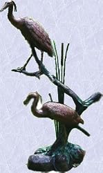 Z Heron statue home yard fountain pond bronze sculpture