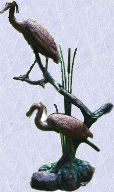 Z Heron statue home yard fountain pond bronze sculpture