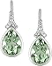 Silver Green Amethyst and Diamond Earrings