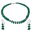 Jewelry Sets Silver Green Onyx Necklace and Earrings (gnklcs387)