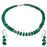 Jewelry Sets Silver Green Onyx Necklace and Earrings (gnklcs387)