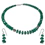 Jewelry Sets Silver Green Onyx Necklace and Earrings