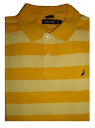 Men's Nautica Polo Shirt Short Sleeved Several Colors Available Striped Yellow/orange